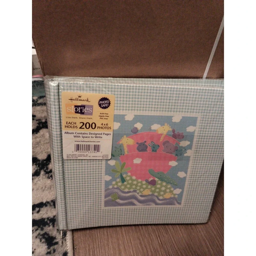 2 Pack Hallmark Photo Albums Blue Checked Noah's Ark & Ducks 200 Photos Acid NEW